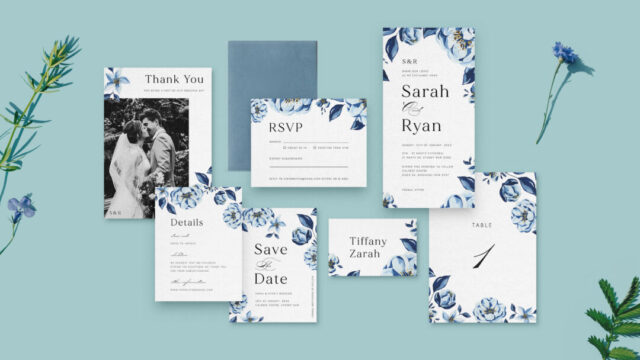 blue acrilic wedding invitations