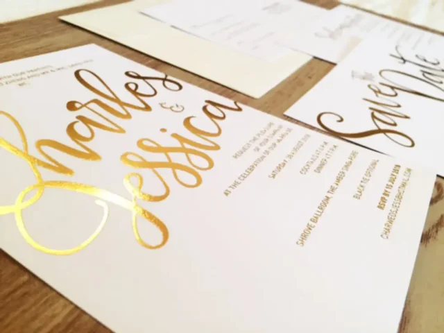 Wedding invitations with foil stamp