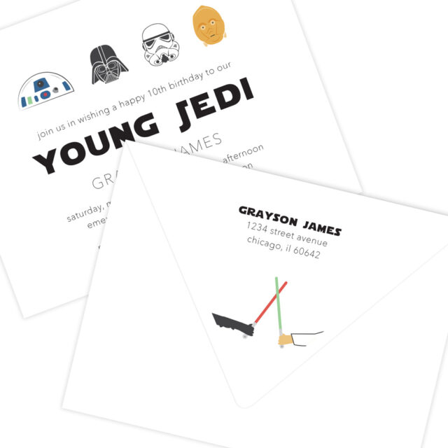 Starwars child birthday invitations 