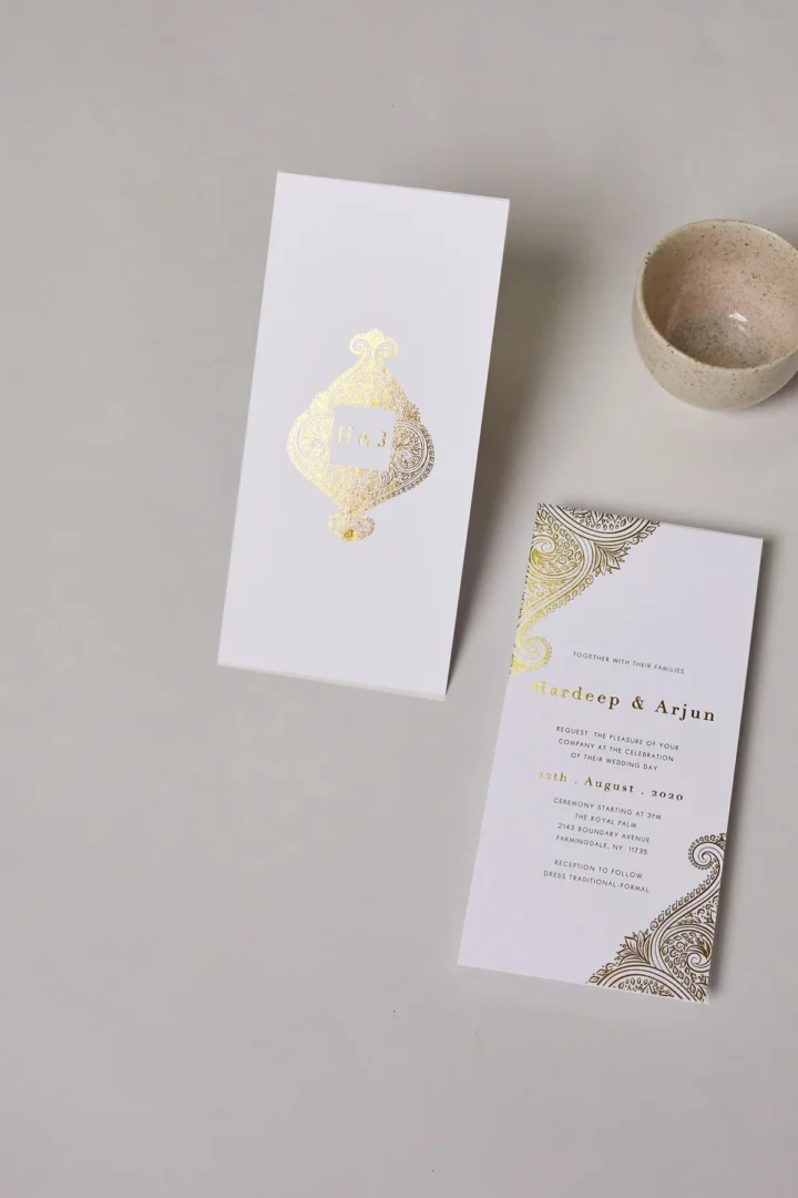 Halloween wedding invitation in black and gold with dark floral design - gothic elegant aesthetic wedding stationery