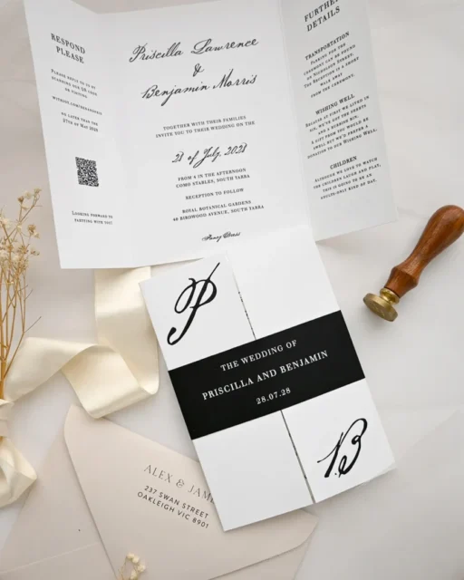 Wedding invitation envelope with printed calligraphy address — envelope addressing for mailed invitations