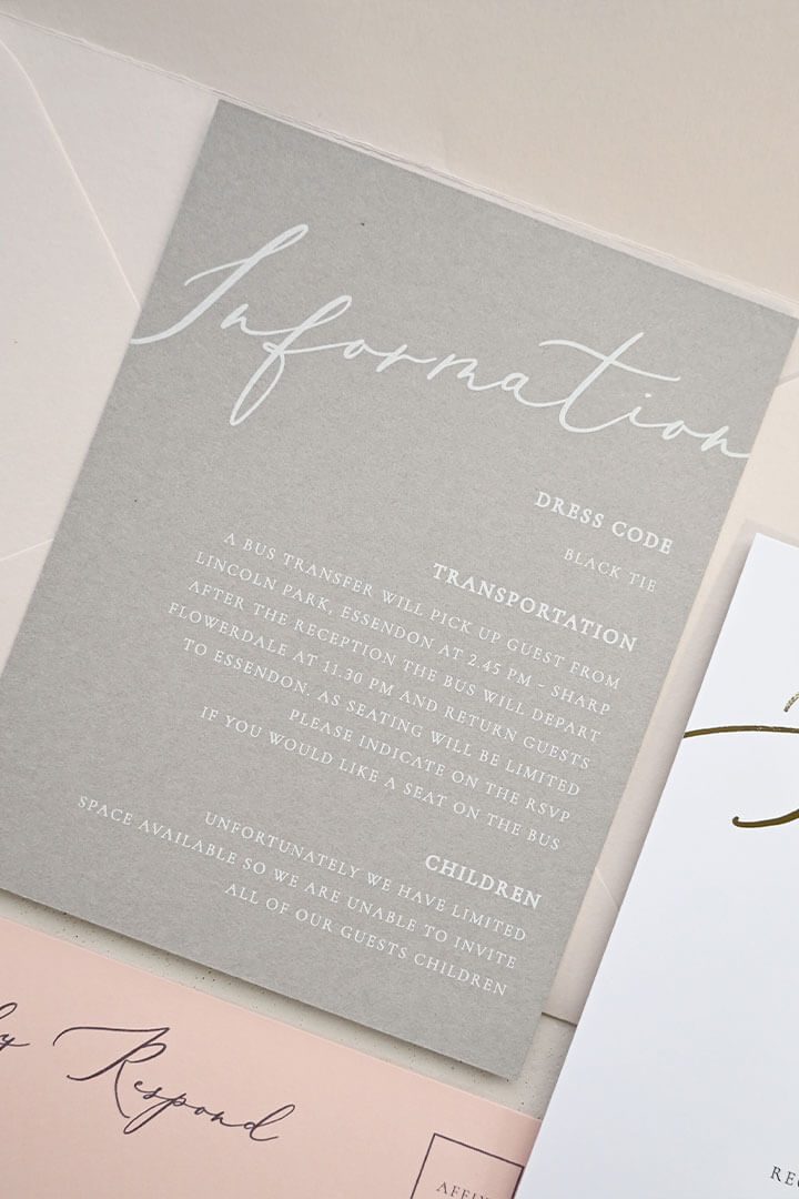 Rose et Gris wedding invitation suite , Paperlust