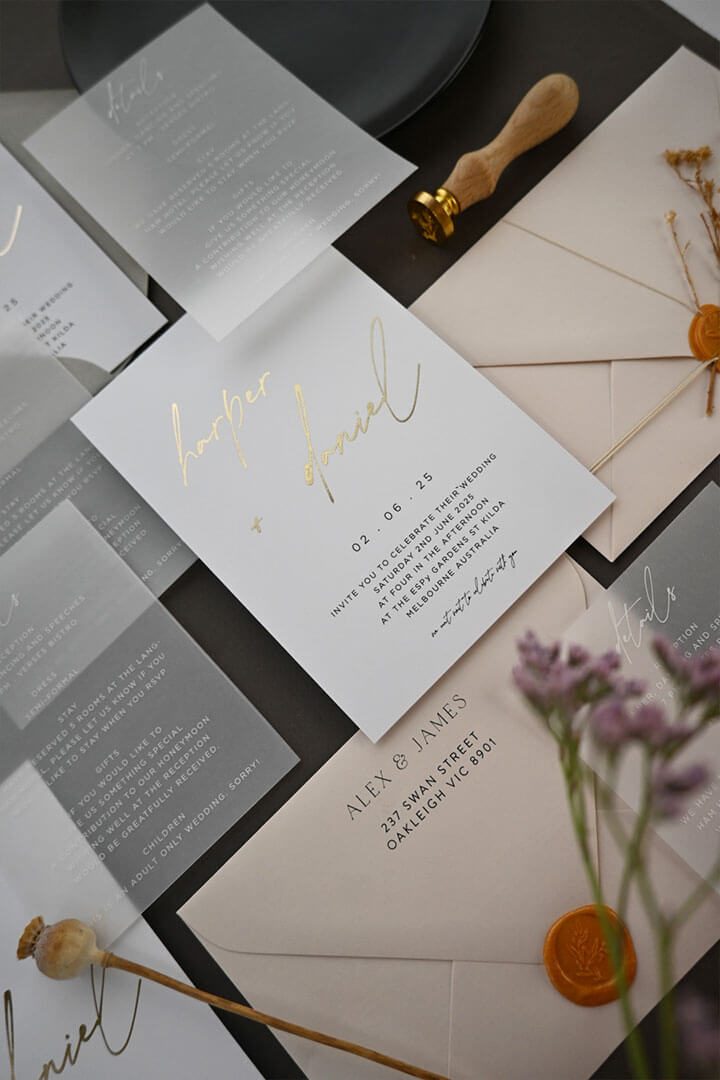 Luminous wedding invitation suite: Paperlust