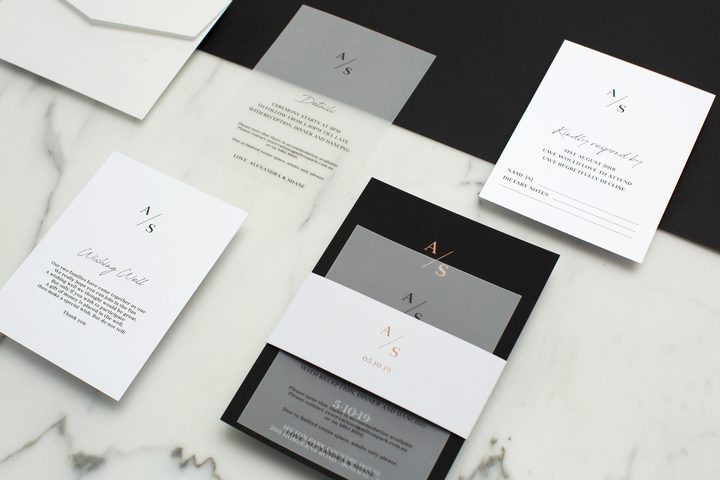 Industrial wedding invitation suite, Paperlust