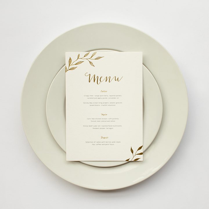 Wedding menu card, Paperlust