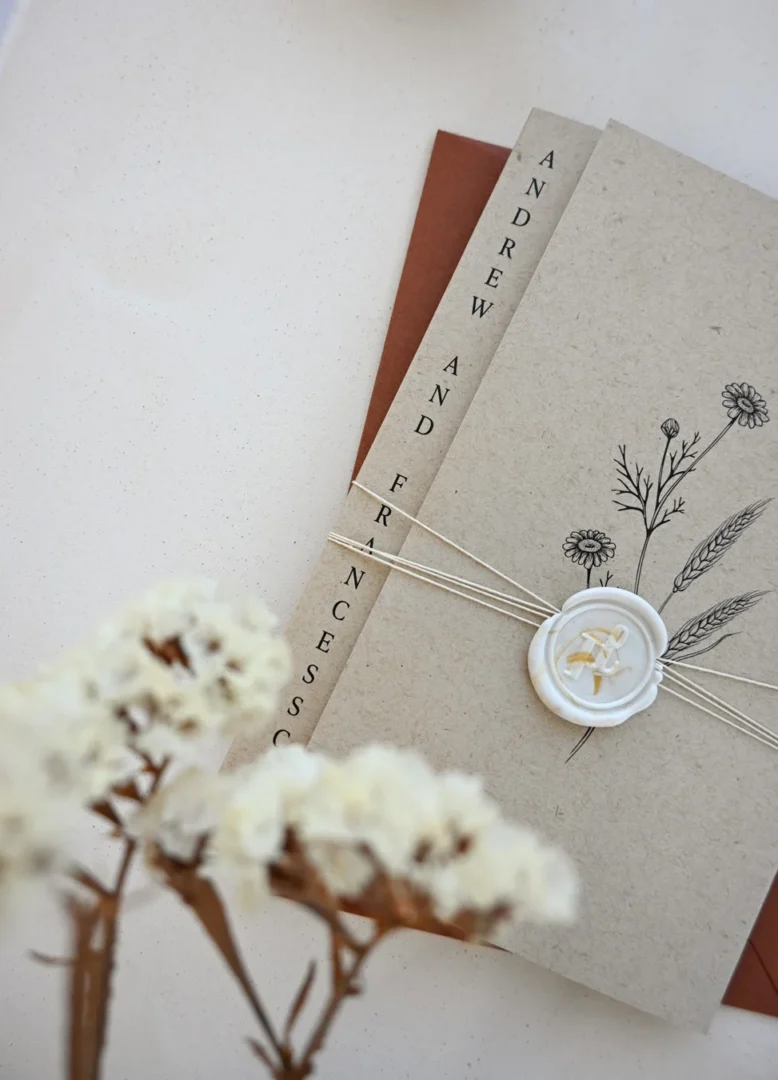 Romantic bridal shower invitation styled with vintage props and soft pastels