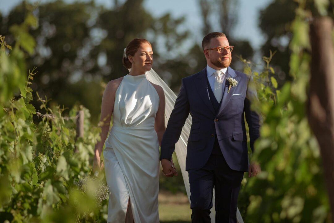 Hudson Valley vineyard wedding ceremony at sunset