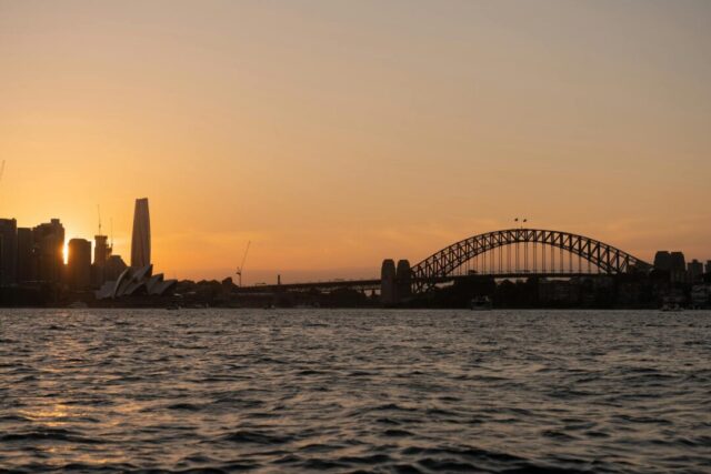 Sydney harbour wedding venue ceremony at golden hour