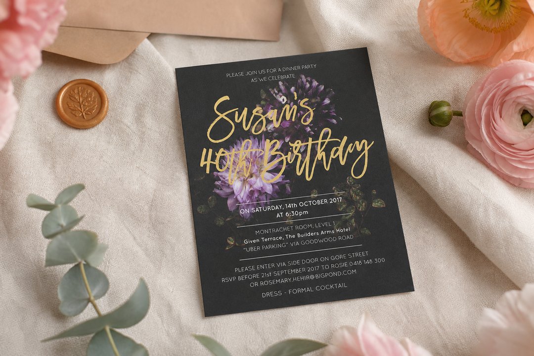 Monet 40th birthday invitation by Paperlust