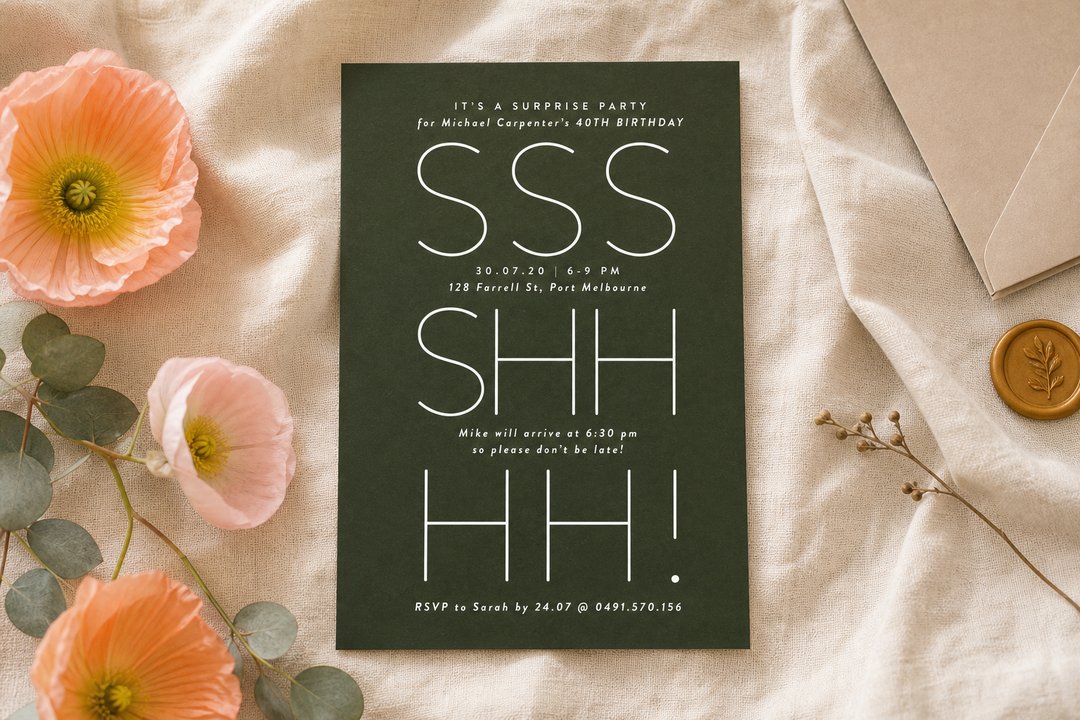 Surprise 40th birthday invitation by Paperlust