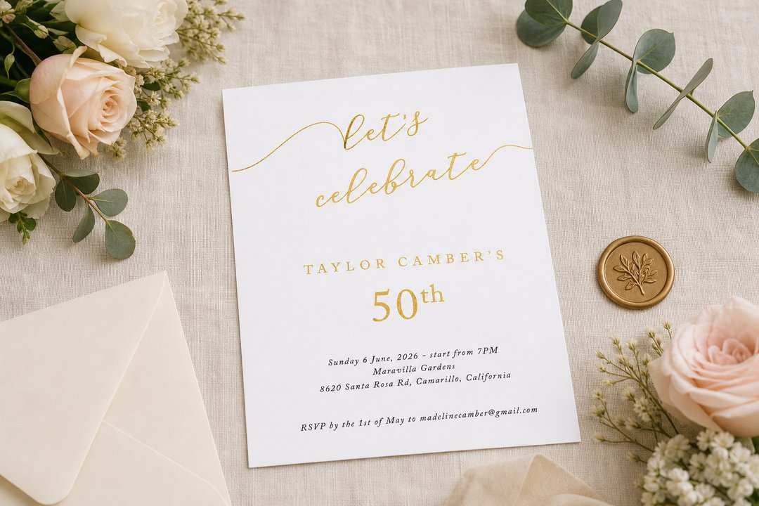 Forever Promise 50th birthday invitation by Paperlust