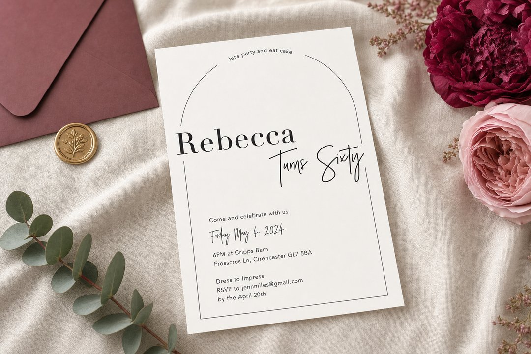 Framed 60th birthday invitation by Paperlust