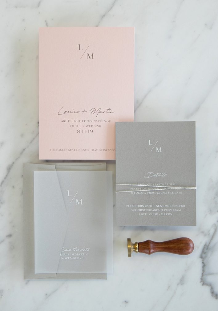 Paperlust dusty rose wedding invitation, Adore, Adore mini suite