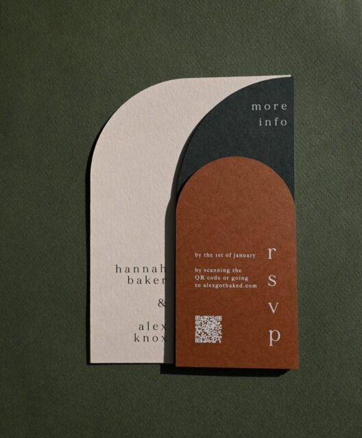 Paperlust invitation, Beautifully styled arch-shaped wedding stationery suite with a modern color palette of cream