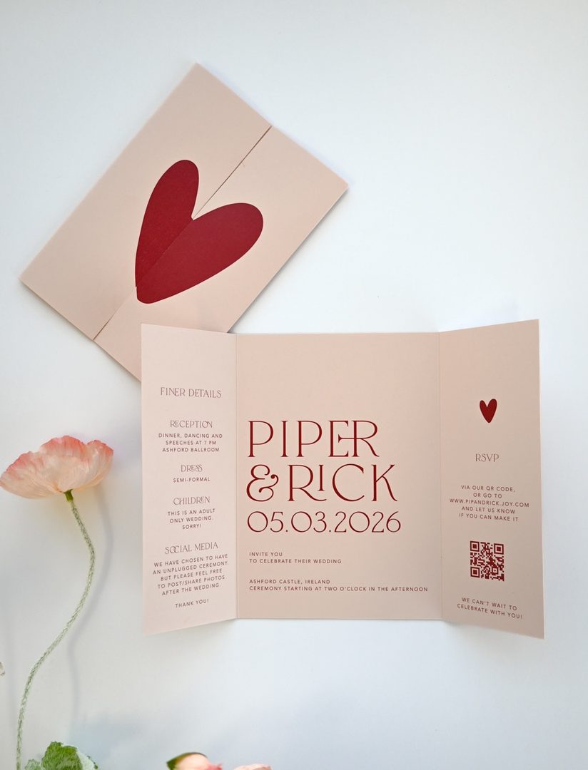 Paperlust invitation, Trifold Piper & Rick