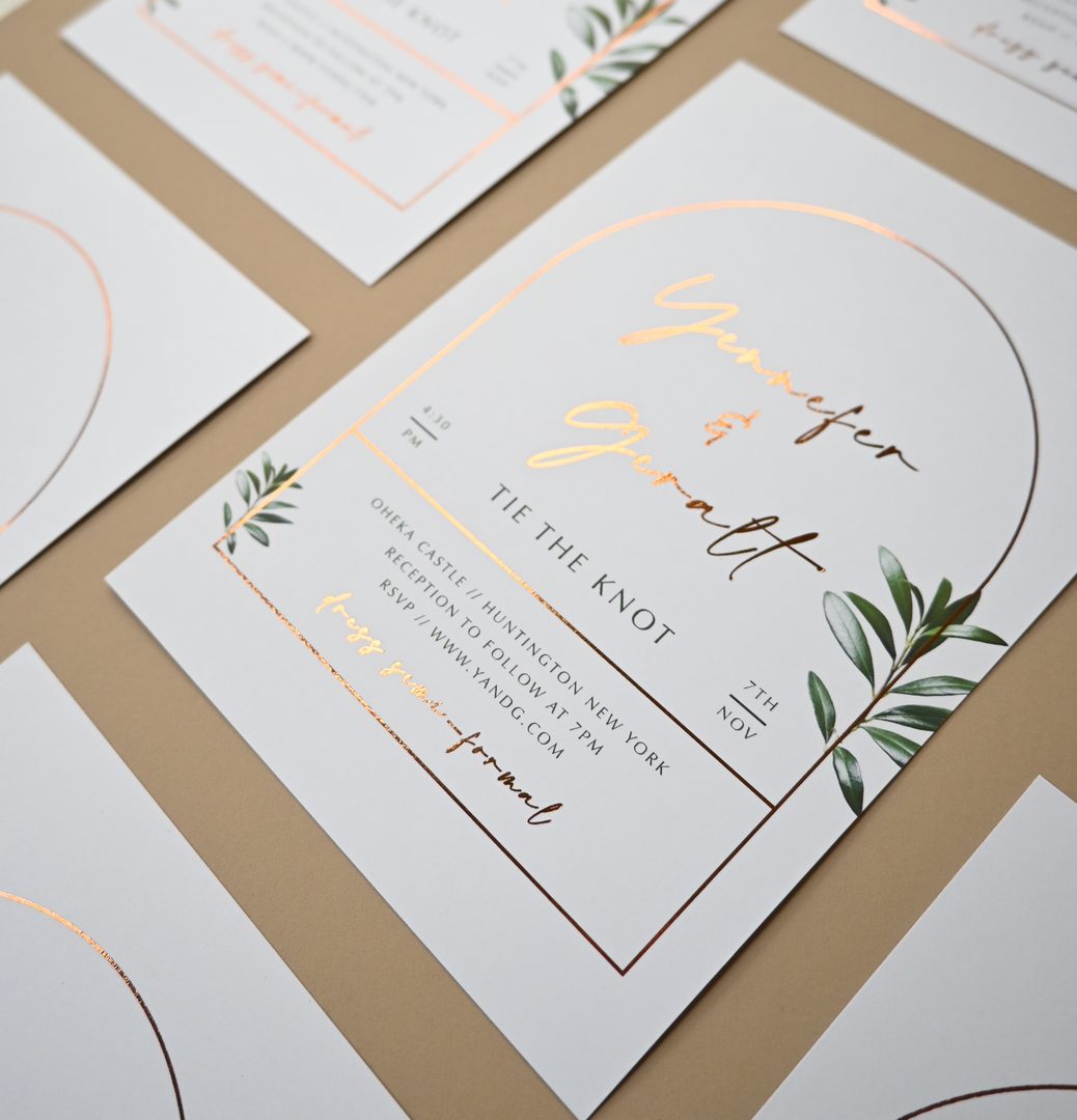 Paperlust invitation, Beautifully styled wedding invitation suite with rose gold foil lettering
