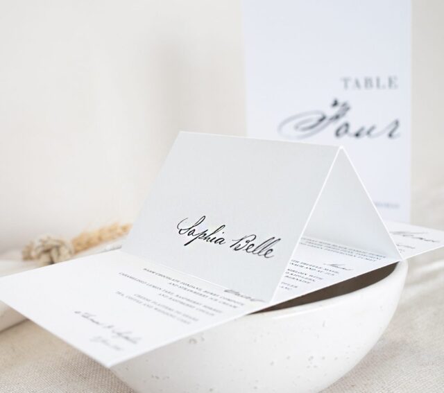 Paperlust place card, Elegant place card + menu suite