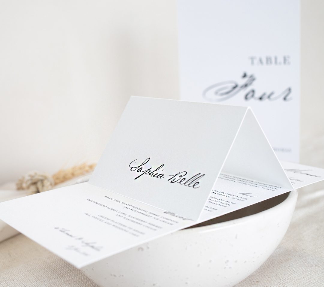 Paperlust place card, Elegant place card + menu suite