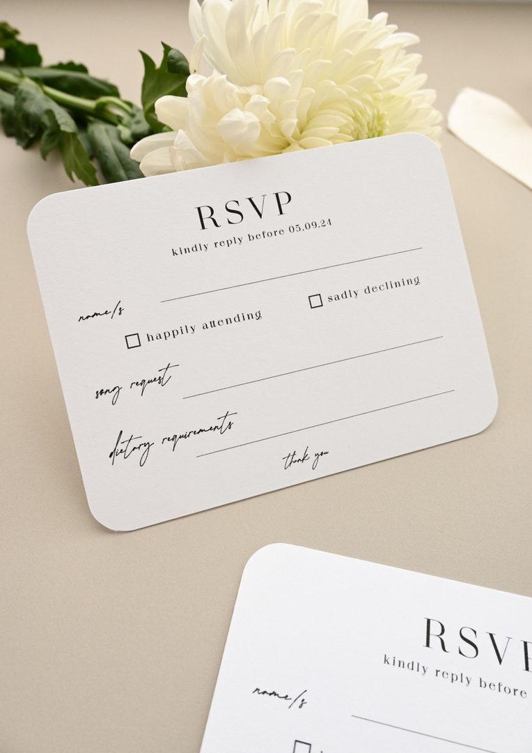 Paperlust rsvp, Beautifully styled RSVP card with elegant minimalist typography