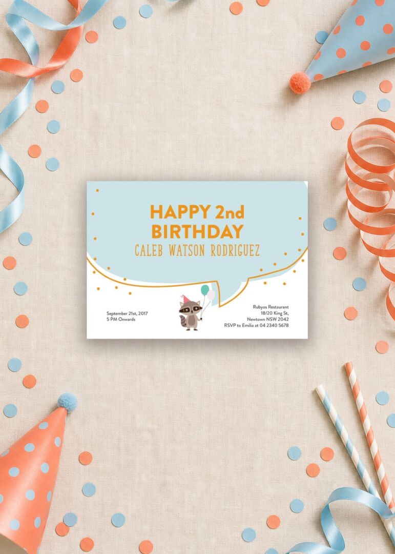 Birthday Fox animal 2nd birthday invitation
