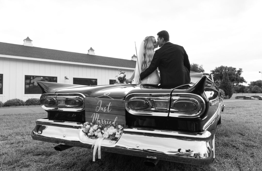 Wedding VEHICLE, a classic/vintage getaway car, ideally with the couple or 'just married' styling/ribbon