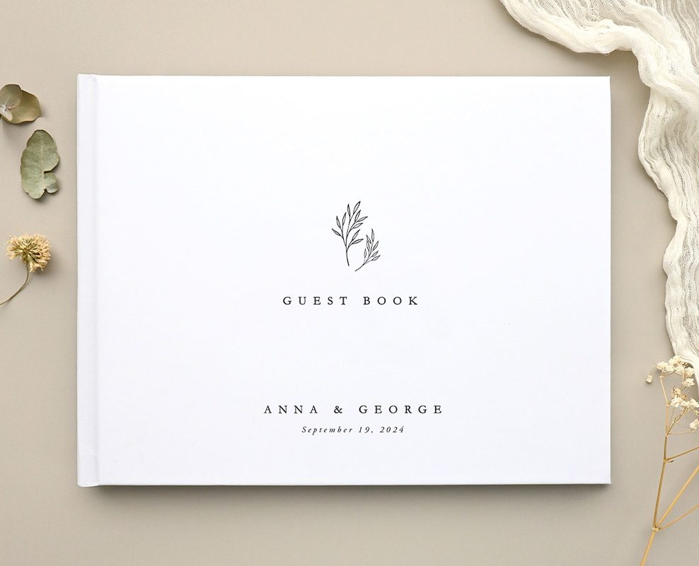 Open Paperlust wedding guest book with a classic Guest Book cover