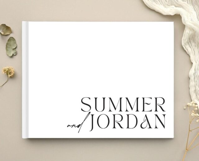Paperlust wedding guest book with a bold contemporary typographic cover