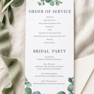 Eucalyptus wedding program by Paperlust