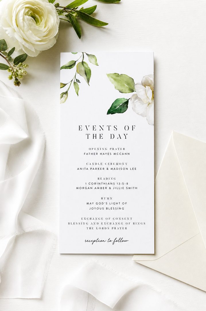White Garden wedding program by Paperlust