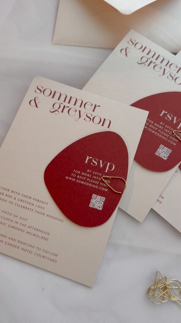 A recent Paperlust wedding invitation set photographed flat: a cream invitation.