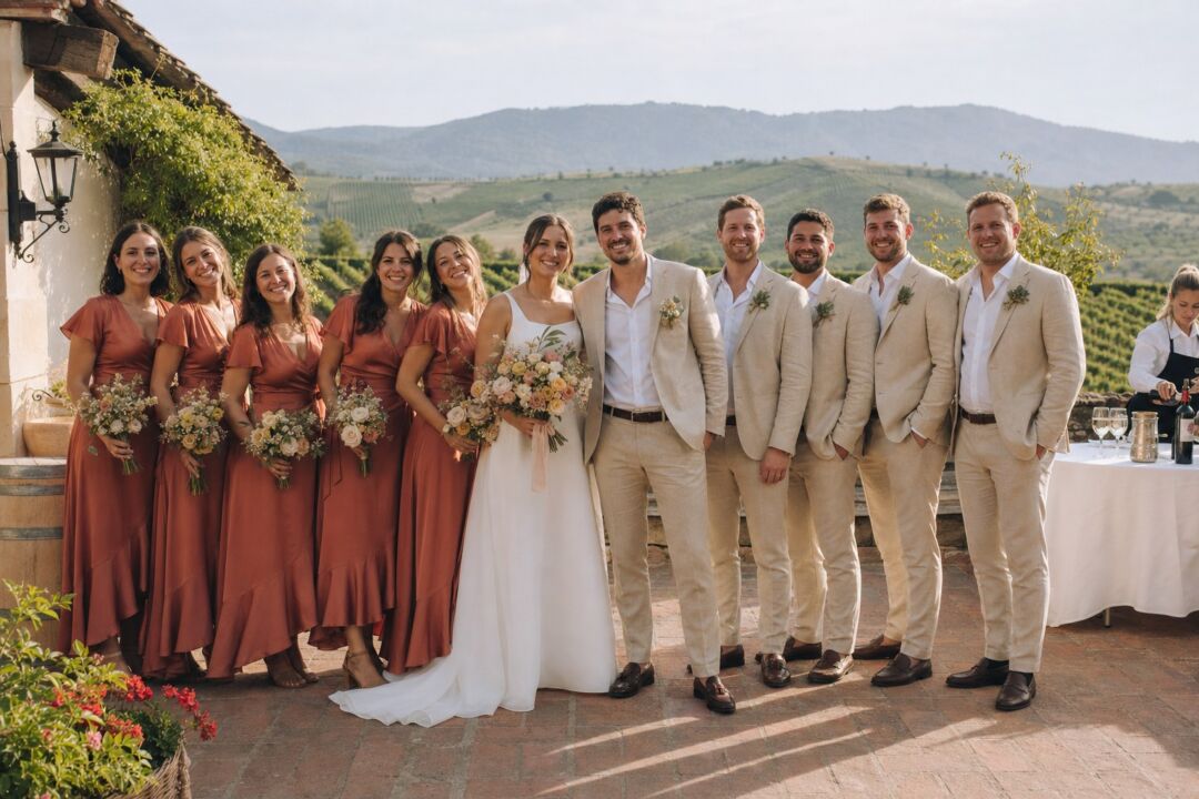 brown bridesmaid dresses with groomsmen How Many Bridesmaids and Should You Have? Size:3XL / 32-33 Sleeve and style V NECKLINE Royal Blue Prom Dress