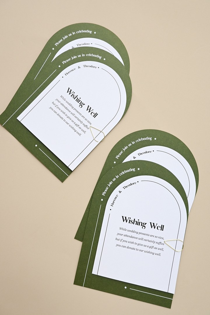 Paperlust Flow is a white arch card with a gold paperclip over two fanned stacks of olive green cards on a beige surface.